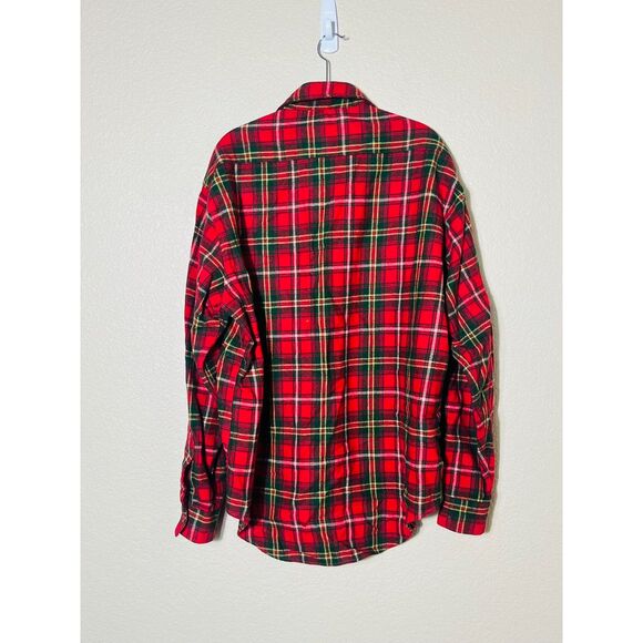 Vintage Montgomery Ward Men's Red Plaid Pure Wool Button Up Shirt XL 17/17.5 - Picture 3 of 8